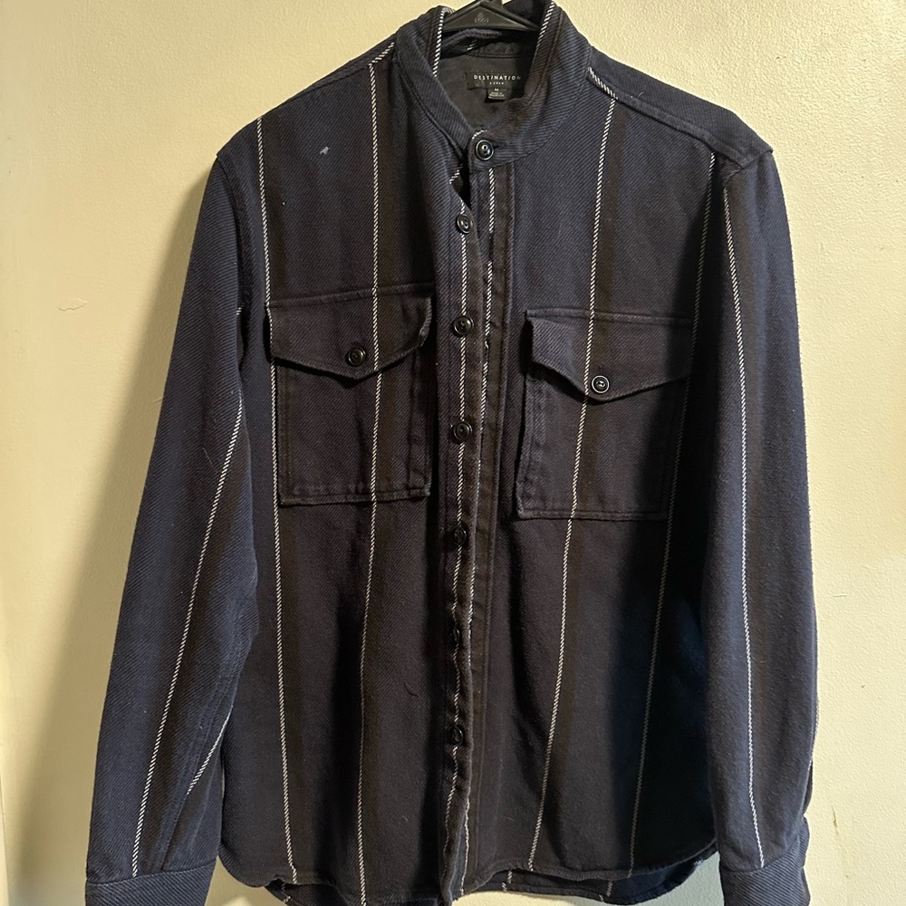 J. Crew Black Lightweight Shirt Jacket with Contrast Stitching